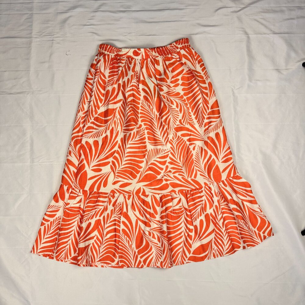 Mlle Gabrielle Orange Printed Skirt